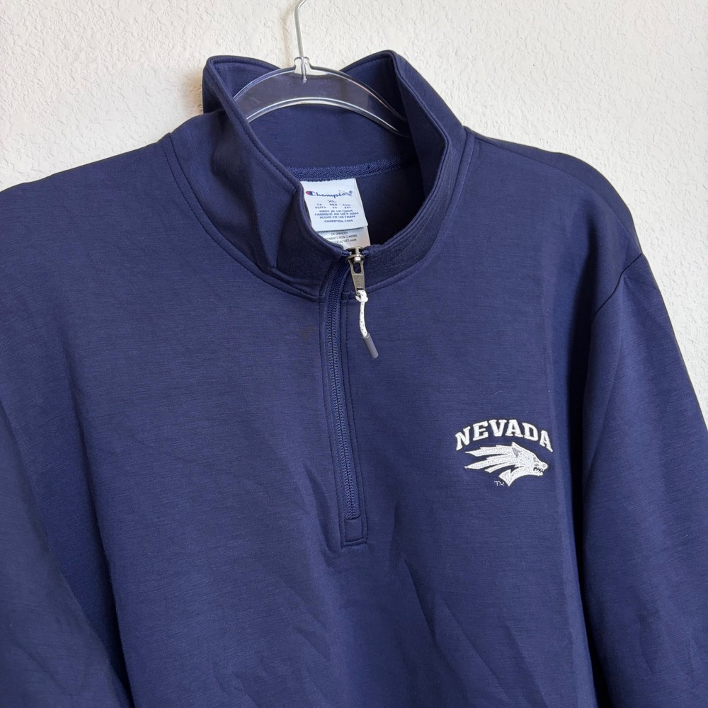 Champion Mens UNR Nevada Wolf Pack Quarter Zip Pullover Navy Blue XL Performance
